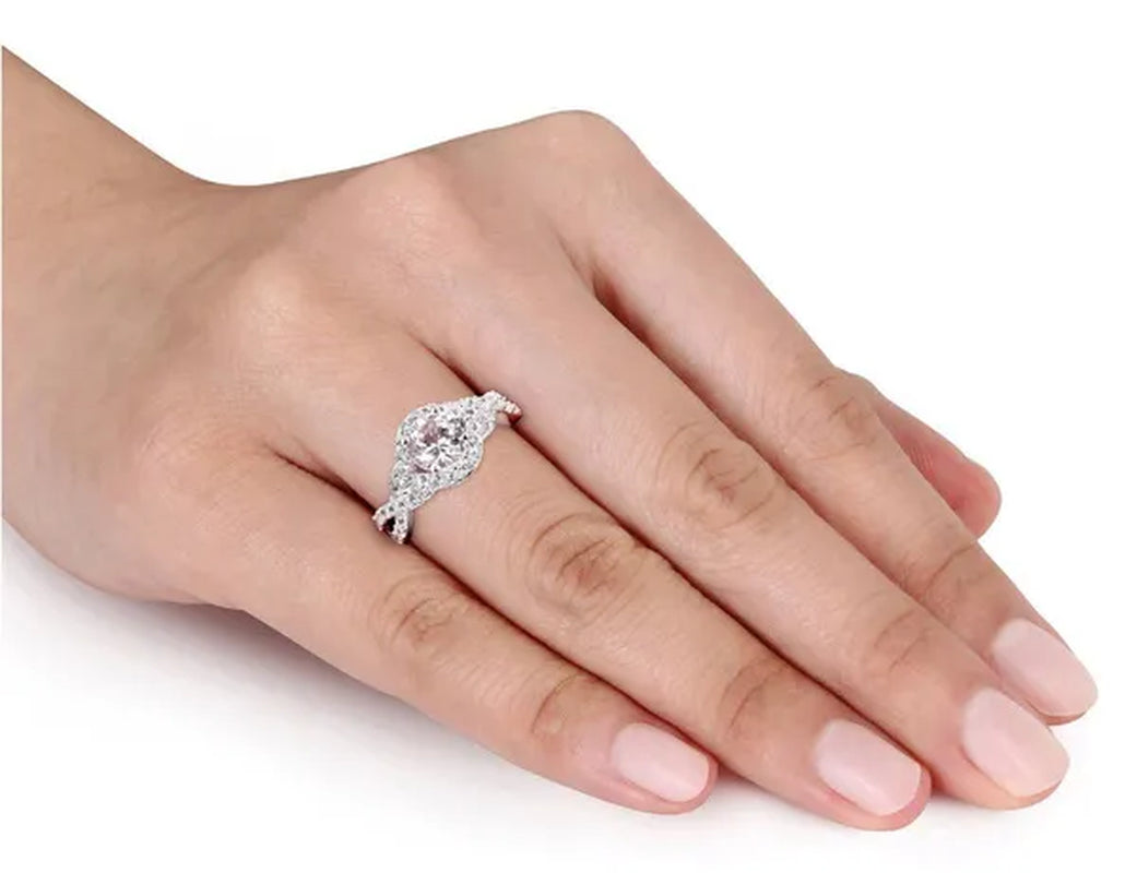 2.20 Carat (Ctw) Lab-Created White Sapphire Crossover Ring in Sterling Silver