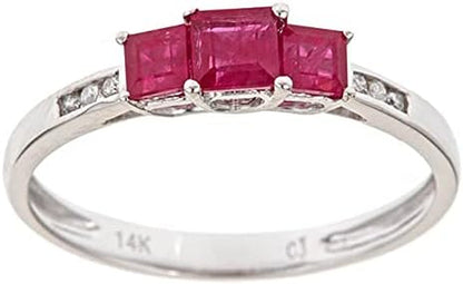 Gin and Grace 14K Yellow Gold Mozambique Genuine Ruby Ring with Diamonds for Women Holiday Gifts | Ethically, Authentically & Organically Sourced (Princess-Cut) Shaped Ruby Jewelry for Her | Ruby Ring for Women Holiday Gifts