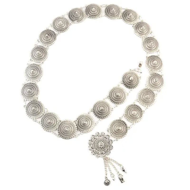 Vintage Silver Waist Chain Bells Metal Tassel Belly Chain Charm Belt Chains Body Jewelry