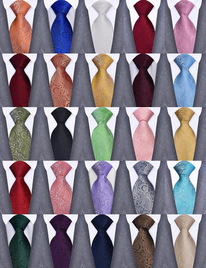 3.15"(8Cm) Fashion Paisley Ties Mens Woven Jacquard Necktie for Wedding