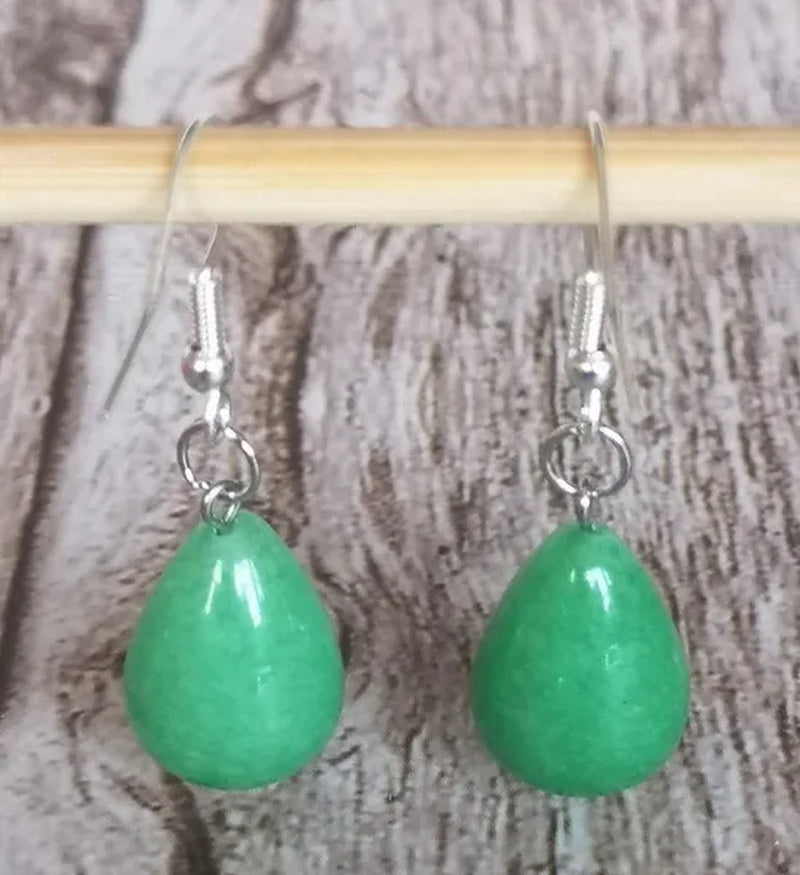 1 Pair 13X20MM Amethyst Clear Quartz Lapis Lazuli Turquoise Rose Quartz Opal Obsidian Jasper Drop Cone Bead Hook Dangle Diy Earrings