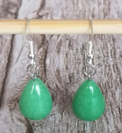 1 Pair 13X20MM Amethyst Clear Quartz Lapis Lazuli Turquoise Rose Quartz Opal Obsidian Jasper Drop Cone Bead Hook Dangle Diy Earrings