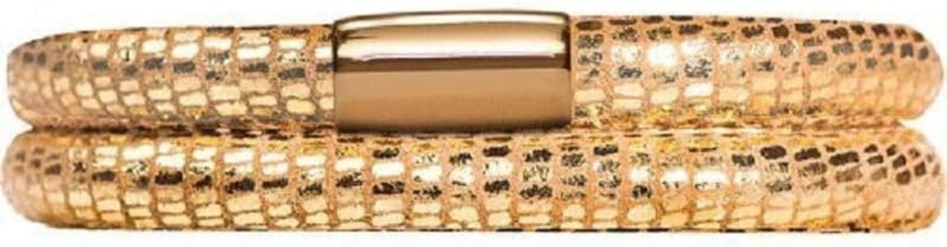 Double Gold Reptile Bracelet W/Gold Plated Lock, 1051-38 (7.5 Inch)