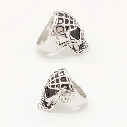 4 Pcs Silver Plated Gothic Rings | Sterling Silver Skull Rings | Grim Reaper Rings | Spider Rings for Men | Biker Rings