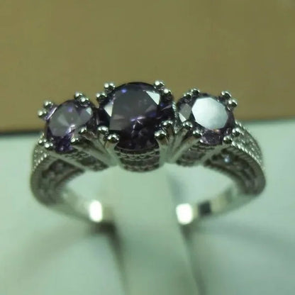 Natural 2.66CT Alexandrite Diamond 14K White Gold Ring Size 6-10