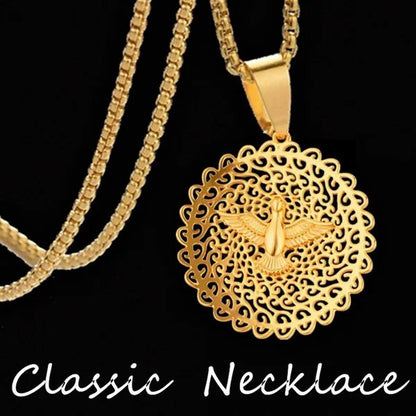 Lovely Peace Dove Gifts Party Unisex Box Chain Copper Round Dangle Pendant Chain Necklace