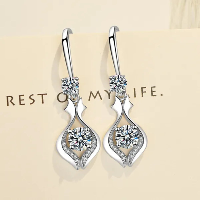 Fashion Silver Earrings Ladies Temperament Earrings Water Drop Long Earrings Engagement Earrings Diamond Earrings