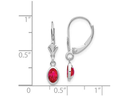 1.25 Carat (Ctw) Leverback Ruby Dangle Earrings in 14K White Gold