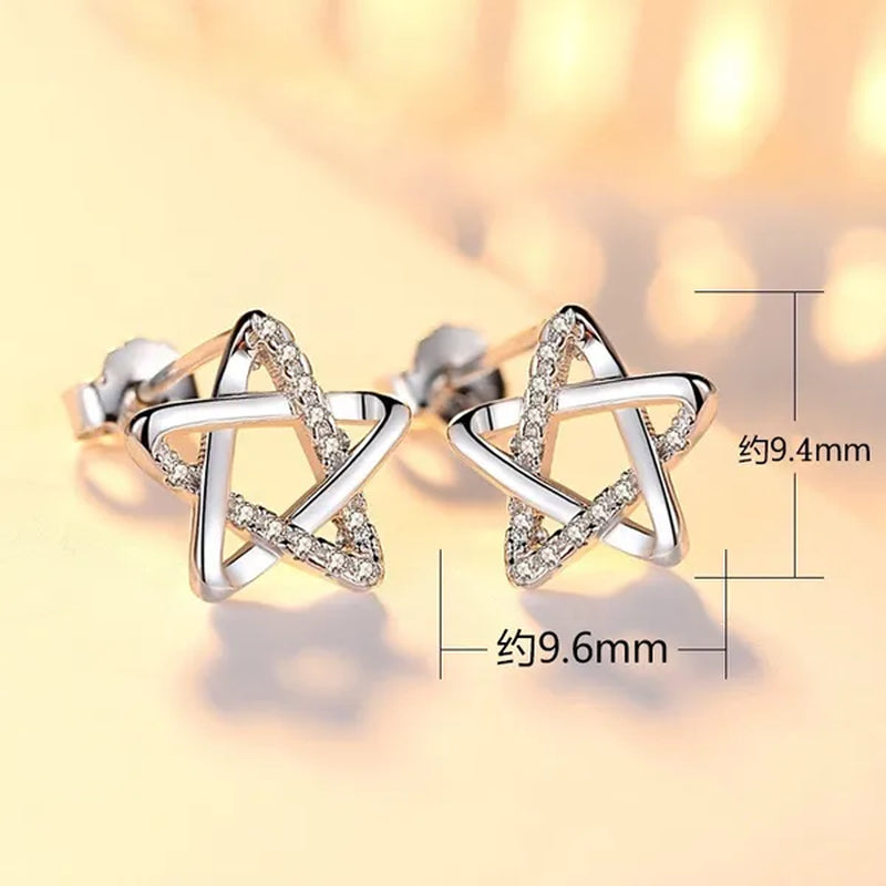 Mini Five-Pointed Star Stud Earrings for Women Silver Crystal Diamond Earrings for Gifts Fine Jewelry Brincos