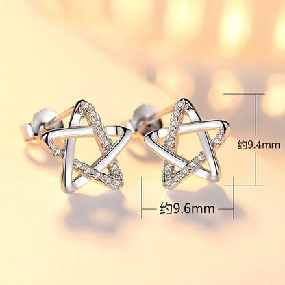 Mini Five-Pointed Star Stud Earrings for Women Silver Crystal Diamond Earrings for Gifts Fine Jewelry Brincos