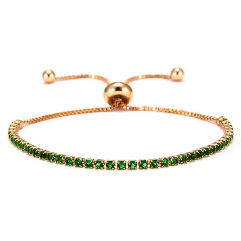 European and American Women Exquisite Diamond Crystal Push Pull Bracelet Nine Color Light Luxury Micro-Inlaid Zircon Simple Adjustable Student Bracelet for Women Crystal Bracelet for Women