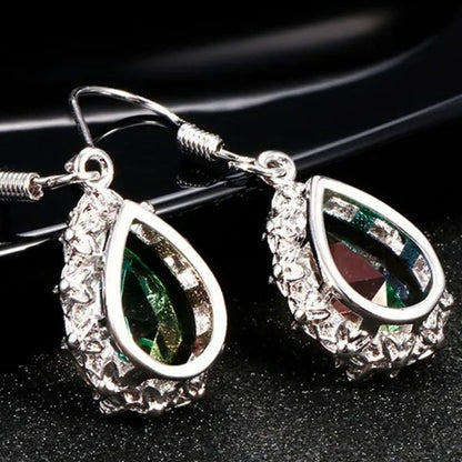 925 Sterling Silver 10 * 14 Mystic Rainbow Topaz Gemstone Hook Earrings