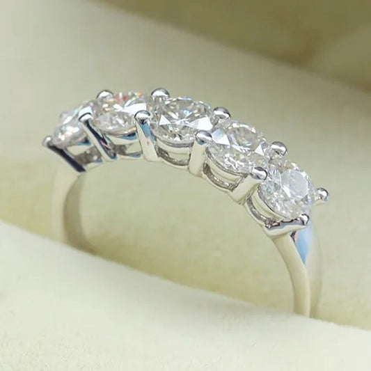 Queen Brilliance 1.5 Ct Engagement Wedding Band Half Eternity Moissainite CZ Diamond 925 Sterling Silver Ring