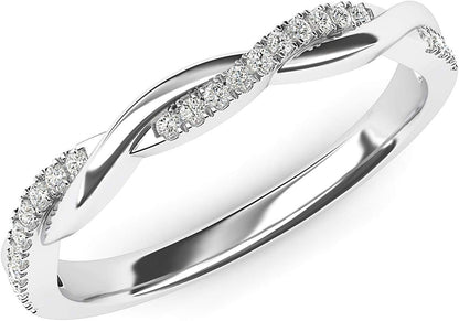 14K White Gold 2.5Mm Petite Twisted Vine Simulated Diamond Ring Wedding Band Matching Ring