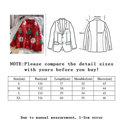 VANGULL Brand Women Christmas Snowflake Pullover Sweater Autumn Winter Thicken Casual Soft Loose round Neck Long Sleeves Knitted Top