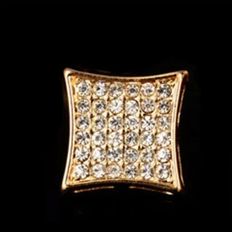 WKLP2014  36 Diamonds Kite Shape Unisex 's Hip Hop Iced Stud Earrings Silver and Gold Square Earring