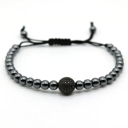 Fashion Gold Plated and Silver Plating Micro Pave CZ Zircon Stone Beads 1 Disco Ball Macrame Men Bracelet