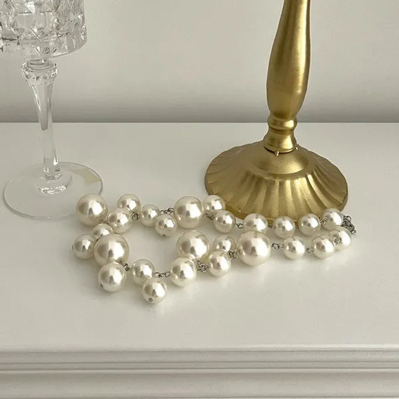 New Fashion Imitation Pearl Necklace Beaded Pearls Necklaces Elegant Choker Necklace for Women Bride Jewelry Gifts
