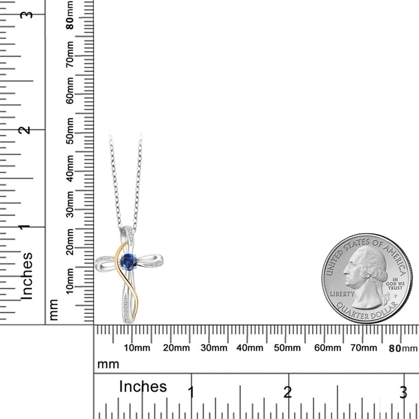 Infinity Cross Necklace for Women | 925 Sterling Silver and 10K Yellow Gold | Gemstone Birthstone and White Lab Grown Diamond Cross Faith Pendant Necklace | with 18 Inch Chain