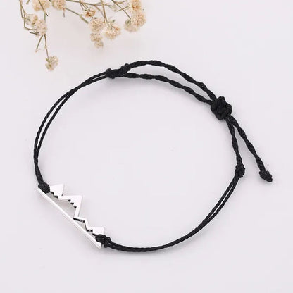 10pc/lot Silver Metal Mountain Charm 8 Color Cord Handmade Knot Women Simple Fashion Bracelet