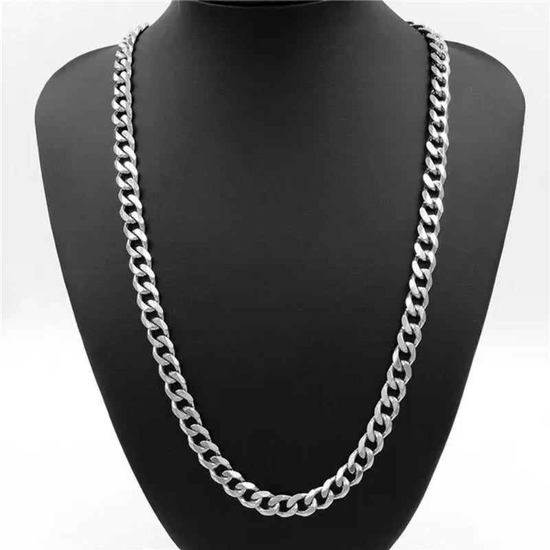 9mm Mens Boys New Fashion Silver/Gold/Black Stainless Steel Curb Chain Necklace Jewelry Wholesale 20-40" (51-102 cm)
