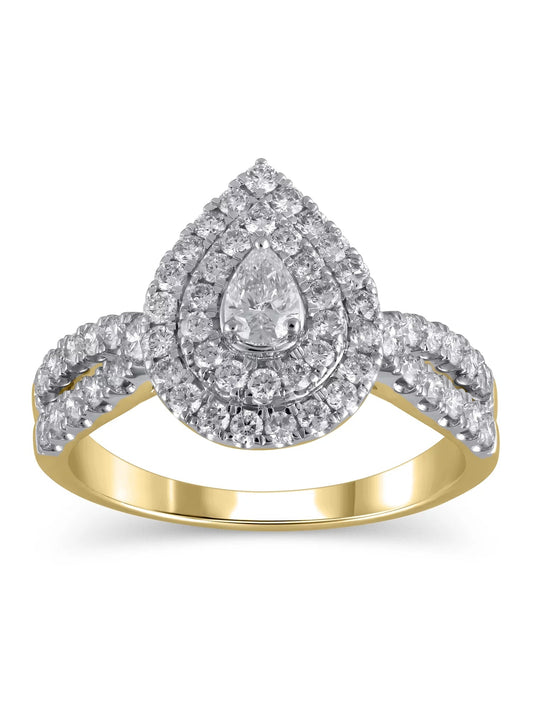 1 Carat T.W. (I2 Clarity, H-I Color)  Pear Cut Diamond Engagement Ring in 10Kt Yellow Gold, Size 7
