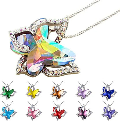 Fashion Crystal Butterfly Necklace Zircon Hollow Out Butterfly Pendant Engagement Necklaces for Women Insect Butterfly Jewelry Charm Accessories Birthday Party Anniversary Gift