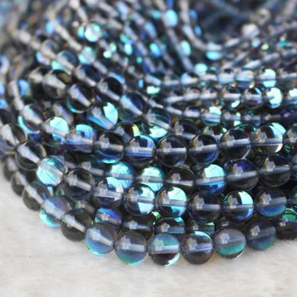 6-12mm Round Gray Rainbow Labradorite Beads Synthetical Moonstone Beads For Jewelry Making Beads 15'' Needlework DIY Beads