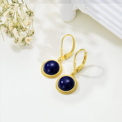 Lapis Lazuli Earrings Sterling Silver Blue Lapis Leverback Earrings for Women Natrual Lapis Gemstone Earrings Lapis Lazuli Jewelry for Women Teens Girls Birthday Gift