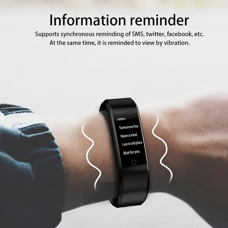 Color Screen Smart Bracelet Watch 115 Plus Blood Pressure Monitoring Heart Rate Monitoring Smart Wristband