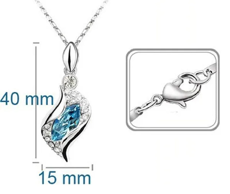 2022 Elegant Luxury Simple 18k Gold Sterling Silver Rose Gold Color Austrian Crystal Pendant Necklace Earring Bracelet 925 Sterling Silver Engagement Jewelry Set Lady Gift Birthday Gift Jewelry Set