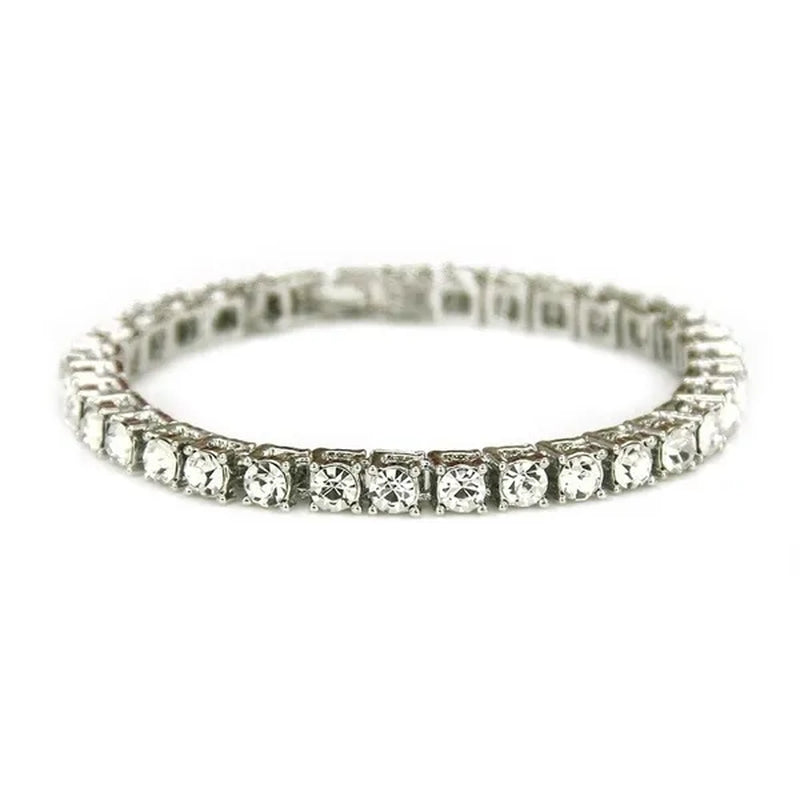 2021 Lastest Hip Hop Mens Iced Out Diamond Crystal Single Row Tennis Bracelet Silver And