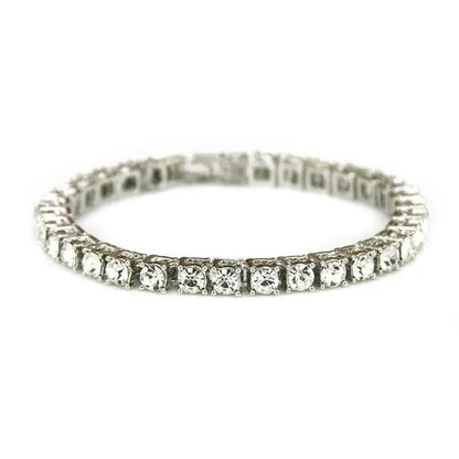 2021 Lastest Hip Hop Mens Iced Out Diamond Crystal Single Row Tennis Bracelet Silver And