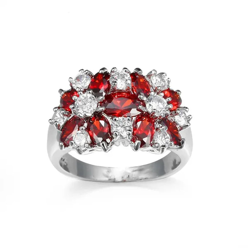Fashion women 925 sterling  silver sapphire & white topaz gemstones Rings Size 6 7 8 9 10