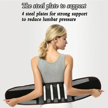 Adjustable Tourmaline Back Support Belt Brace Self-heating Magnetic Therapy Double Pull Waist Support Belt