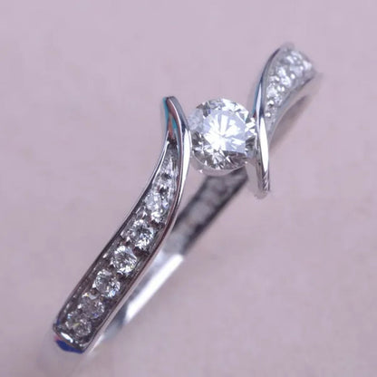 Women Everydaywear ClassicStyle 925 Sterling Silver Diamond Ring