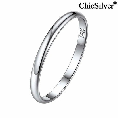 Chicsilver Ring Solid 925 Sterling Silver 2/3Mm Thin Plain Dome High Polish Wedding Band Rings for Him and Her Size 4-12