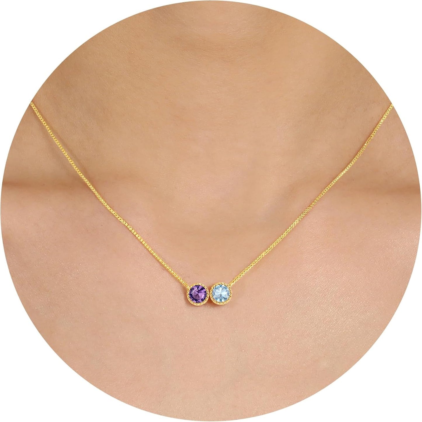 Birthstone Necklace for Women, Birthday Gifts for Women 14K Gold Necklaces for Teen Girls Dainty 1 to 12 Birthstone Christmas Gift Stocking Stuffers Valentines Mothers Day Jewelry