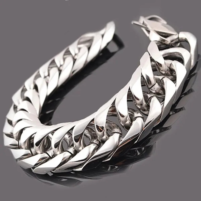 16/19/21mm Stainless Steel Mens Silver Curb Cuban Chain Bracelet/Necklace 7"-24"