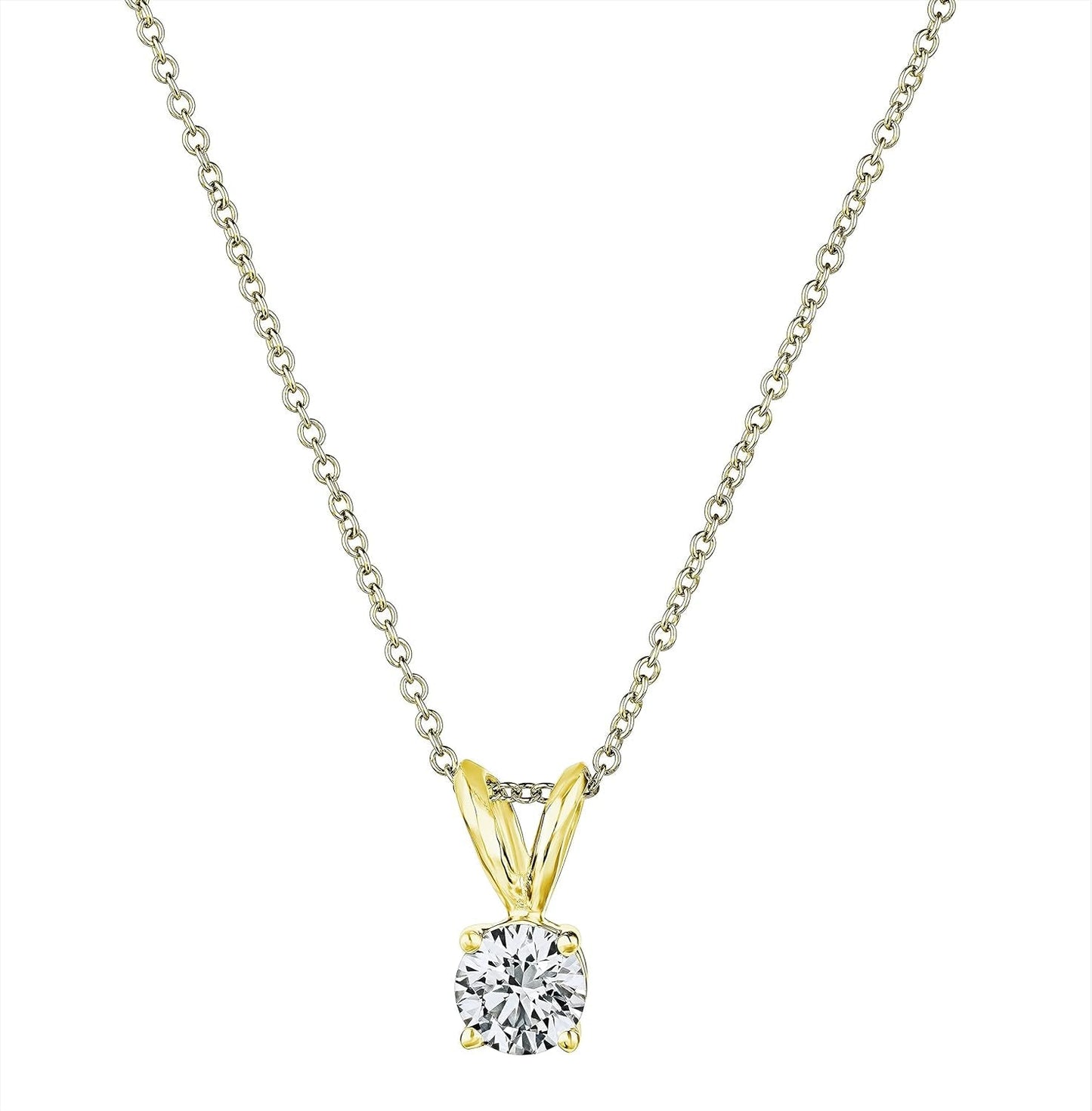 NATURAL Diamond 4-Prong Pendant Necklace with 16”+2” Extender - 14K Gold Diamond Pendant - Fine Jewelry for Women
