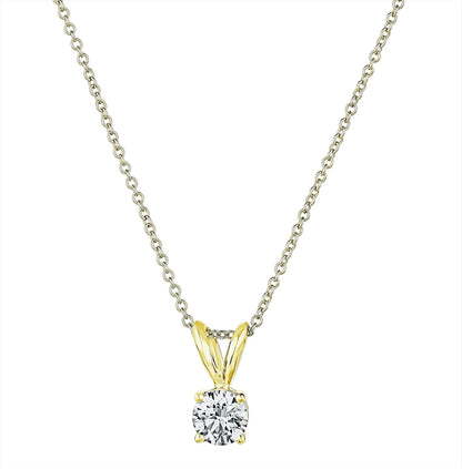 NATURAL Diamond 4-Prong Pendant Necklace with 16”+2” Extender - 14K Gold Diamond Pendant - Fine Jewelry for Women