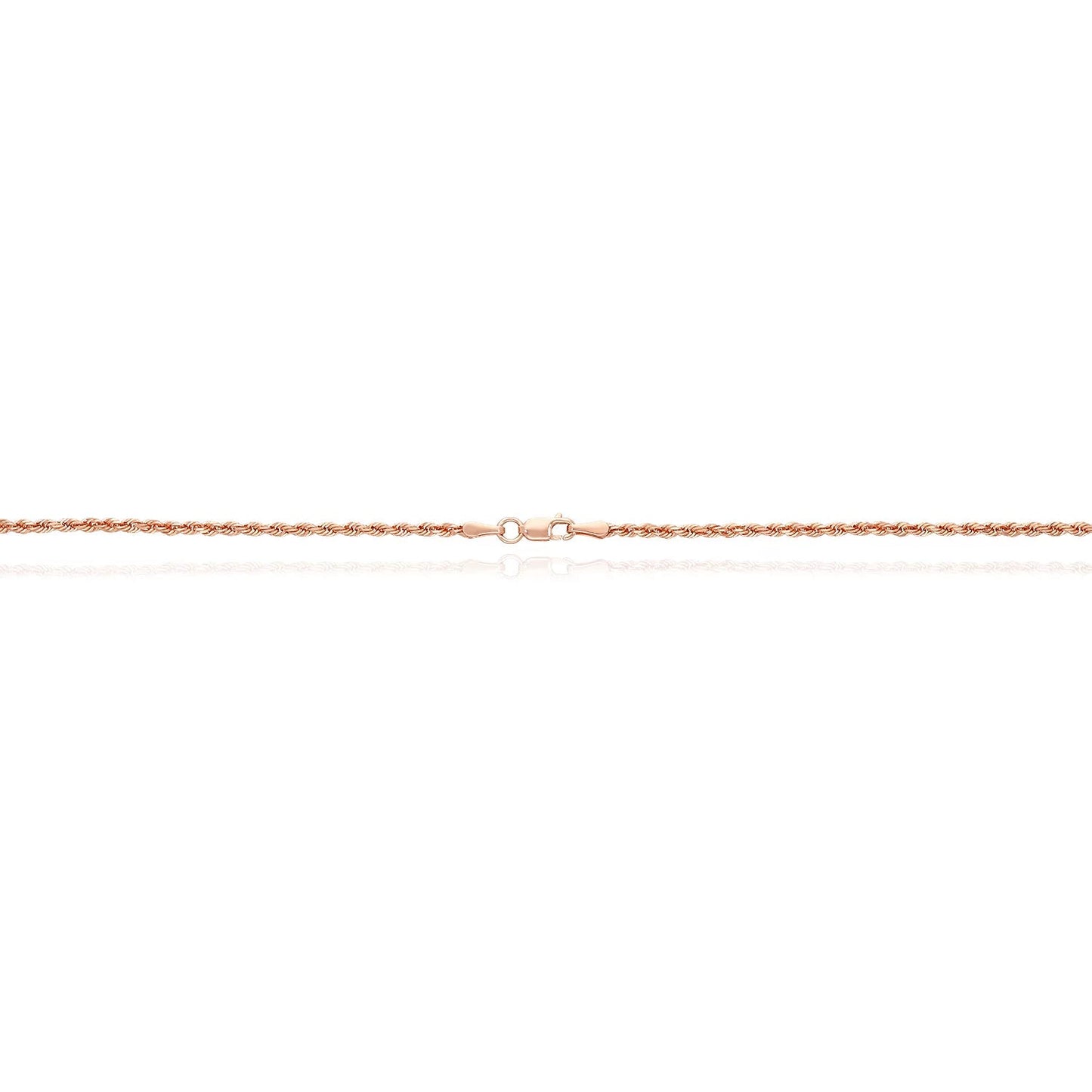 Solid 10K Rose Gold 2.2Mm Rope Link Chain Necklace 18"-22"