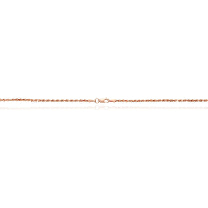 Solid 10K Rose Gold 2.2Mm Rope Link Chain Necklace 18"-22"