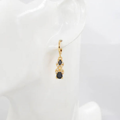 Women Green Cubic Zirconia CZ Teardrop Dangle Earrings Gift For Girl