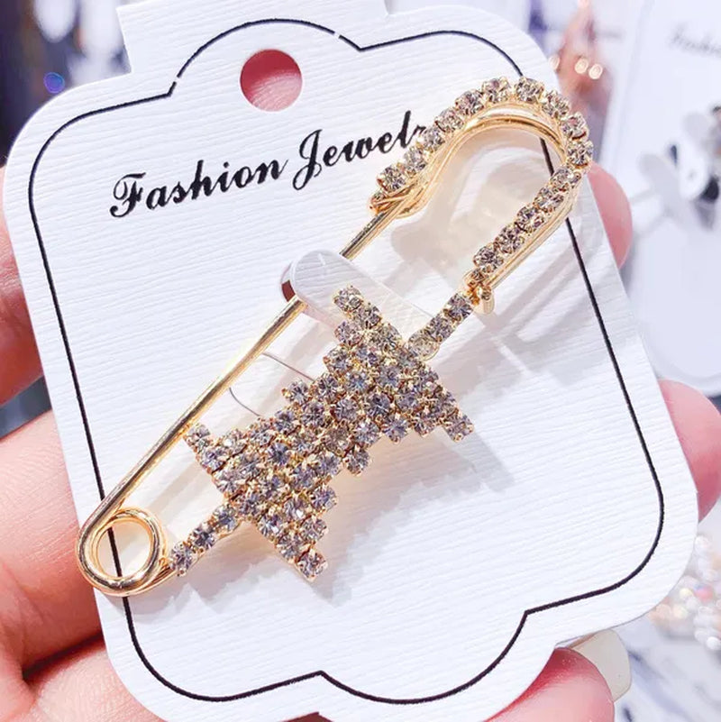 Women Brooch Pins Sweater Shawl Clips Crystal Brooches, Safety Pins Dress Shirt Clips for Women Rhinestone brooch women's anti slip button clothing accessories