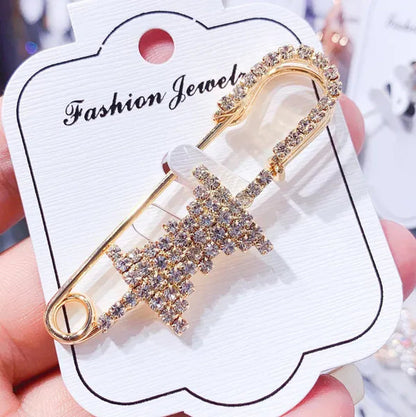 Women Brooch Pins Sweater Shawl Clips Crystal Brooches, Safety Pins Dress Shirt Clips for Women Rhinestone brooch women's anti slip button clothing accessories