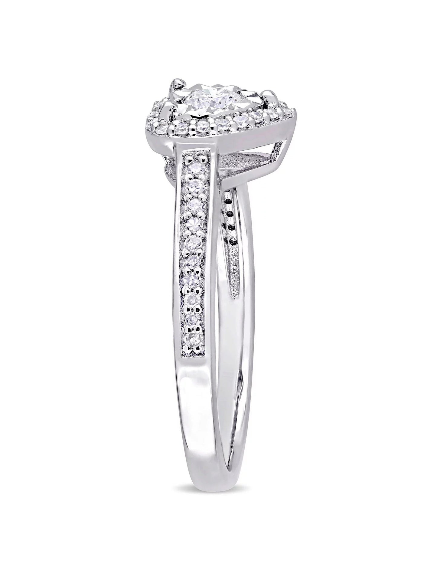 1/3 Carat T.W. Diamond Sterling Silver Heart Halo Engagement Ring