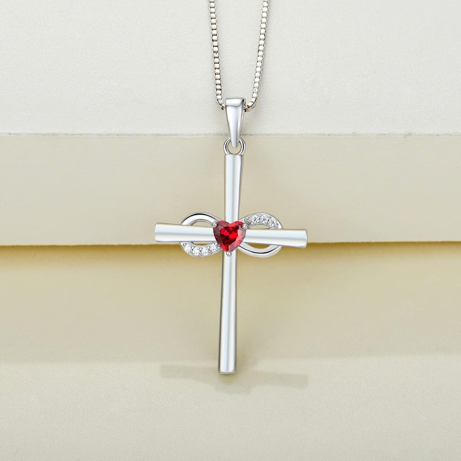 Infinity Cross Necklace Sterling Silver Crucifix Pendant Gemstones Criss Jewelry for Women
