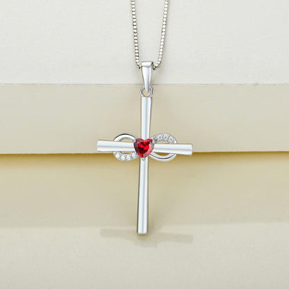 Infinity Cross Necklace Sterling Silver Crucifix Pendant Gemstones Criss Jewelry for Women