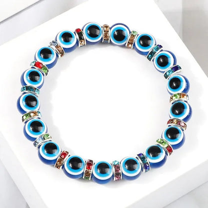 New Fashion Crystal Turkish Lucky Evil Eye Bracelets Blue Evil Eye Bead Bracelet Men Women Handmade Lucky Jewelry Charm Bracelet Female Dropshipping